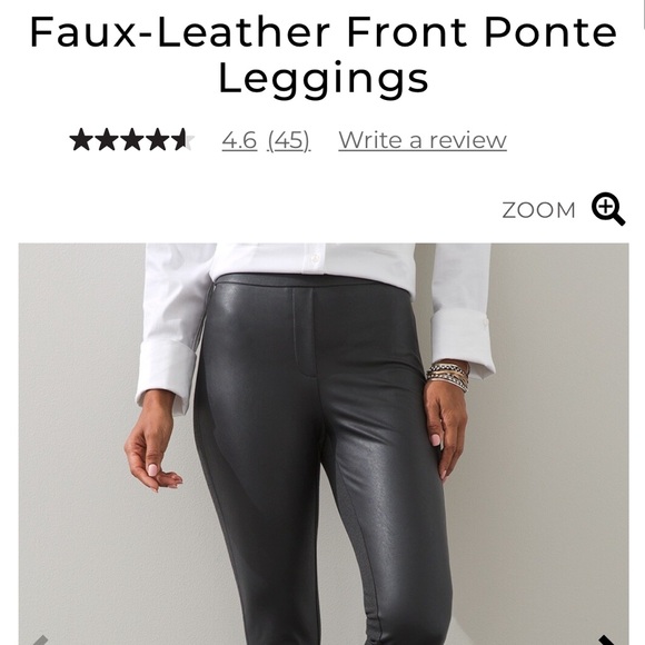 Chico’s Faux-Leather Front Ponte Black Leggings Size 4 (Chico’s 0) - Picture 2 of 15